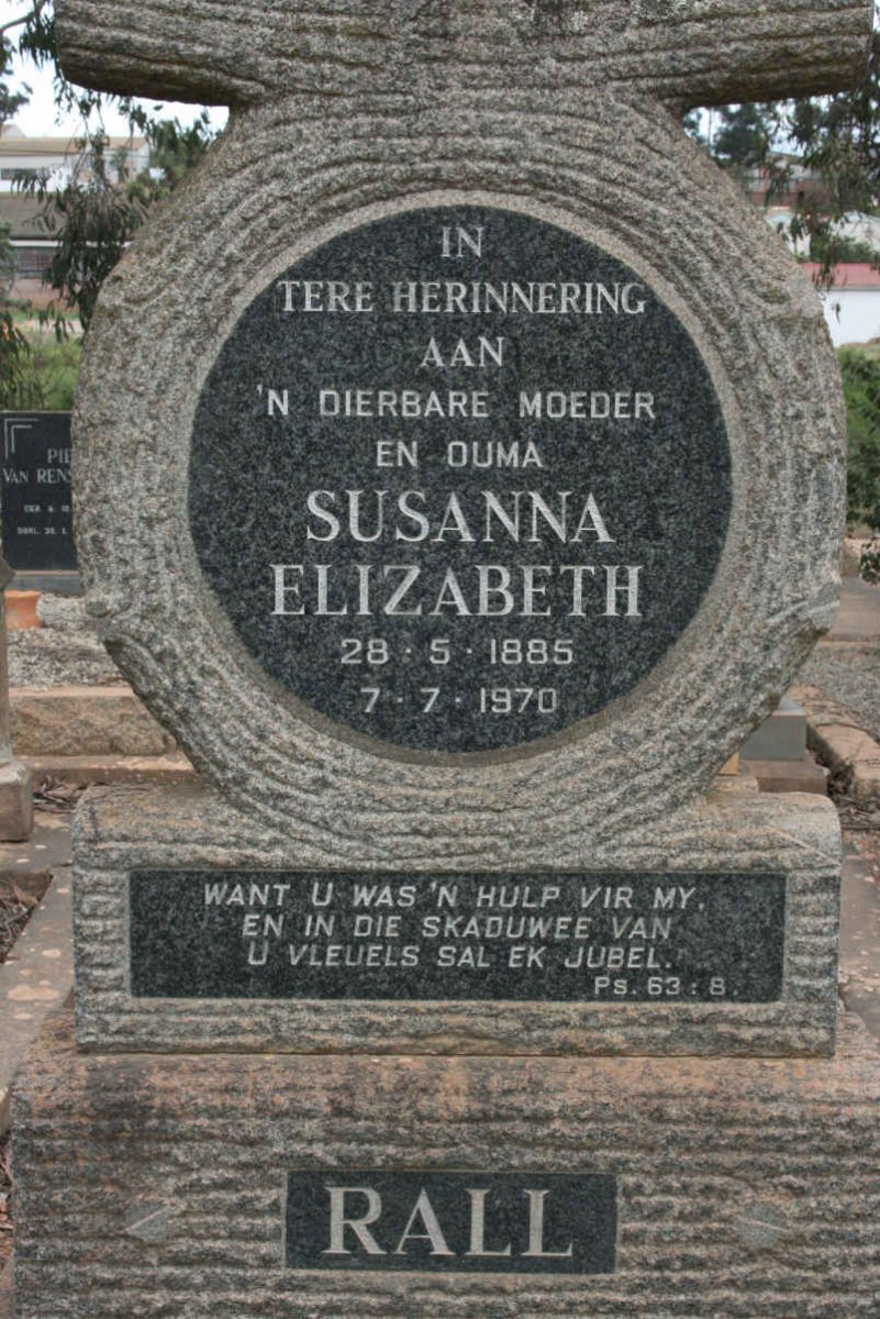 RALL Susanna Elizabeth 1885-1970