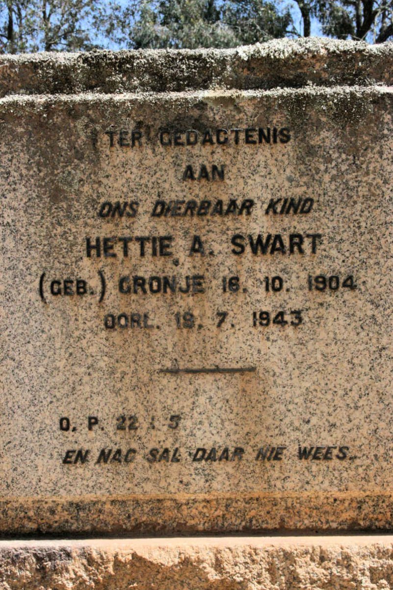 SWART Hettie A. neé CRONJE 1904-1943