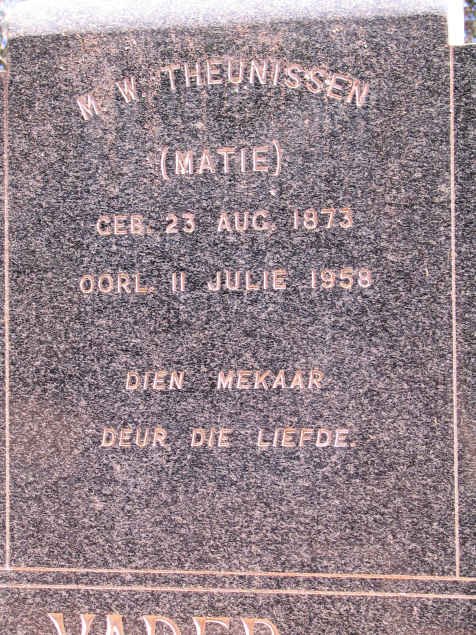 THEUNISSEN M.W. 1873-1958