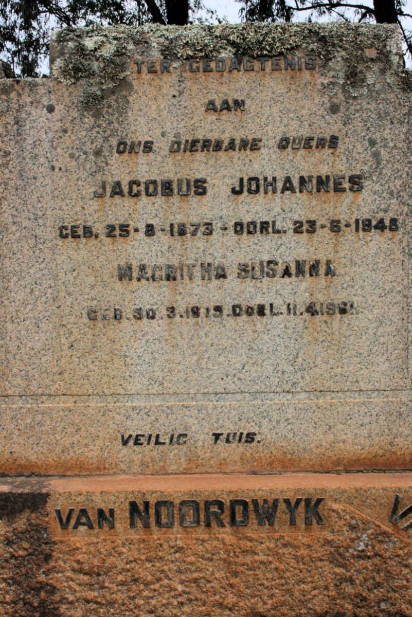 NOORDWYK Jacobus Johannes, van 1873-1948 &amp; Magritha Susanna 1919-1961