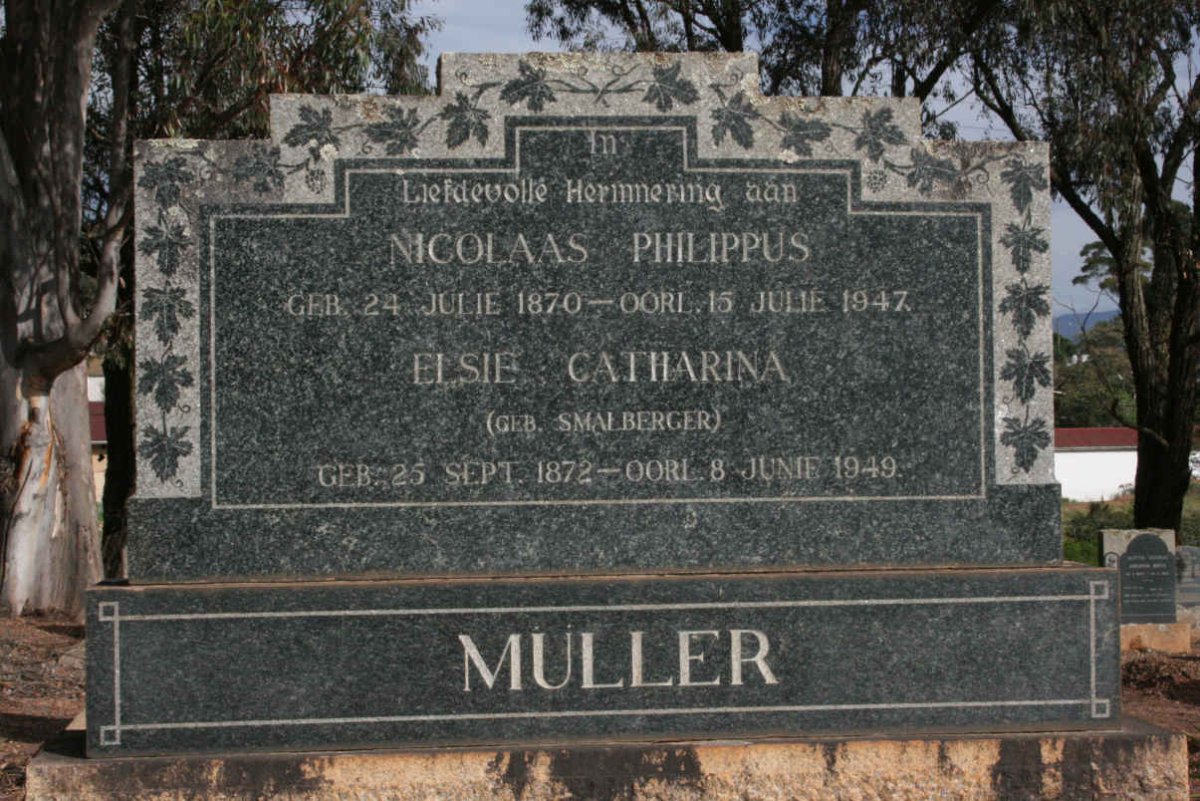 MÜLLER Nicolaas Philippus 1847-1970 &amp; Elsie Catharina SMALBERGER 1872-1949