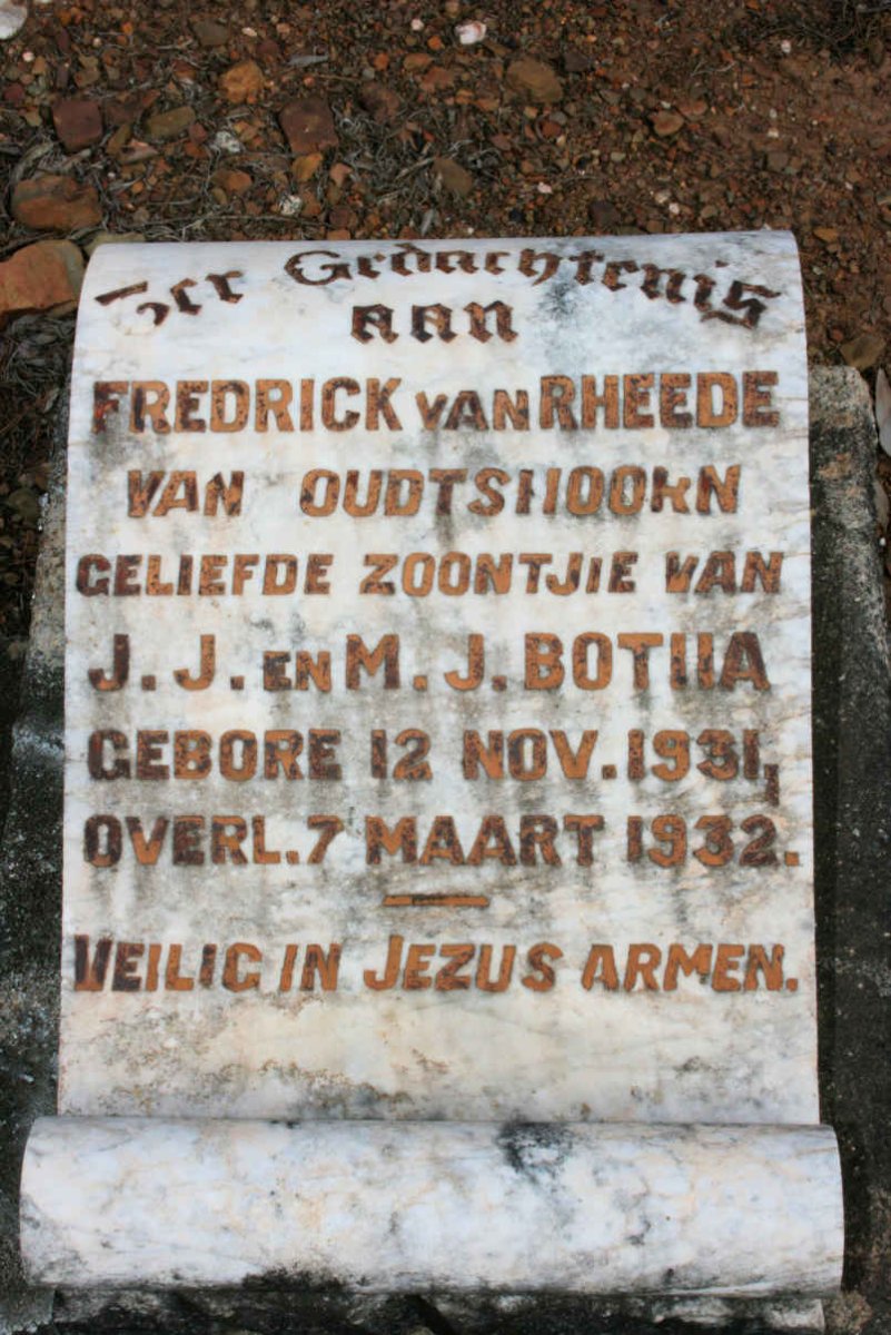 BOTHA Fredrick van Rheede Van Oudtshoorn 1931-1932