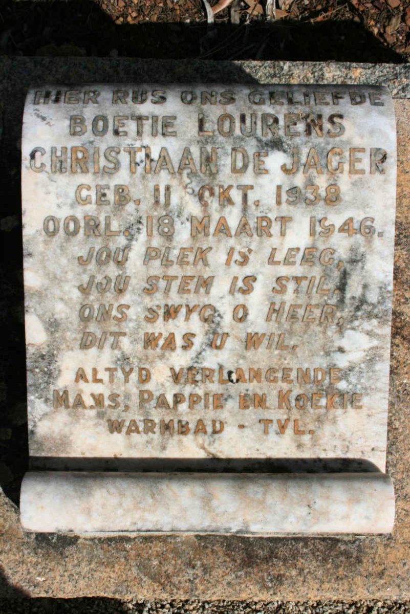 JAGER Lourens Christiaan, de 1938-1946