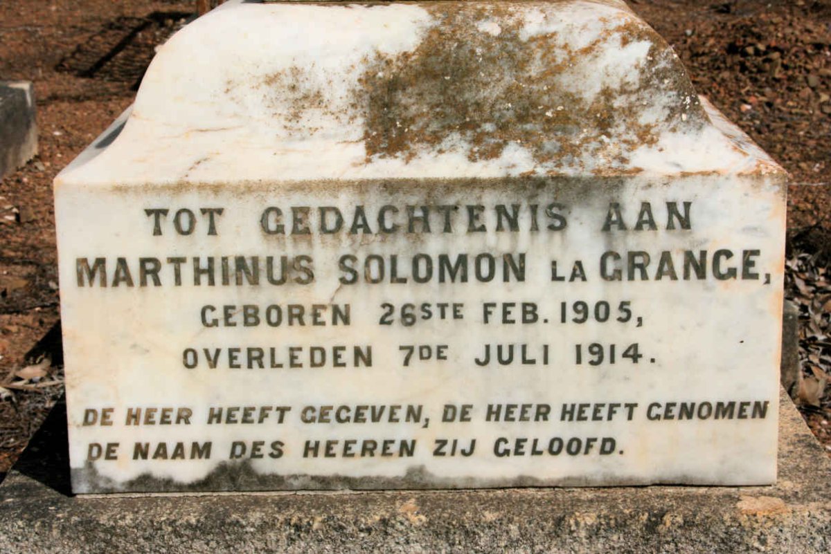 GRANGE Marthinus Soloman, la 1905-1914