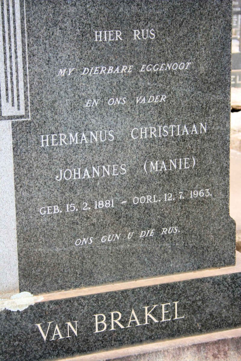 BRAKEL Hermanus Christiaan Johannes, van 1881-1963