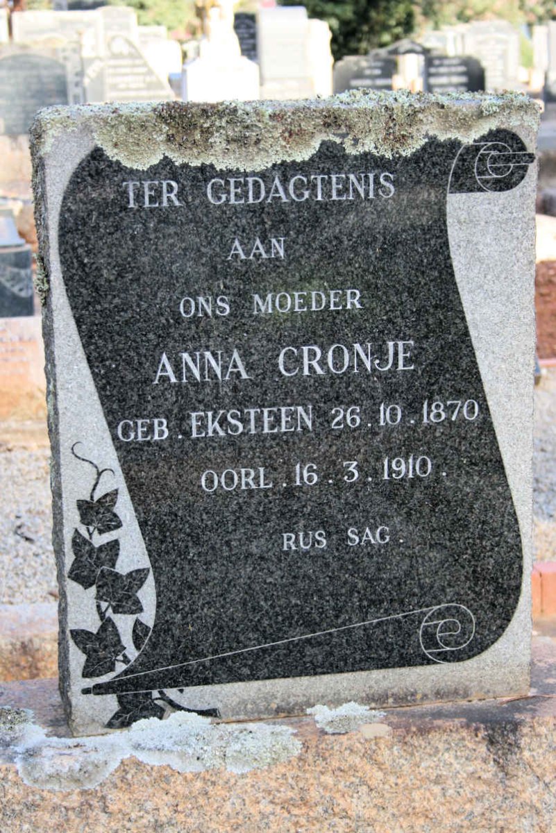 CRONJE Anna neé EKSTEEN 1870-1910