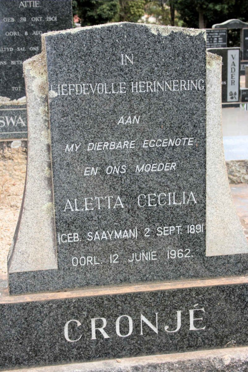 CRONJE Aletta Cecilia SAAYMAN 1891-1962