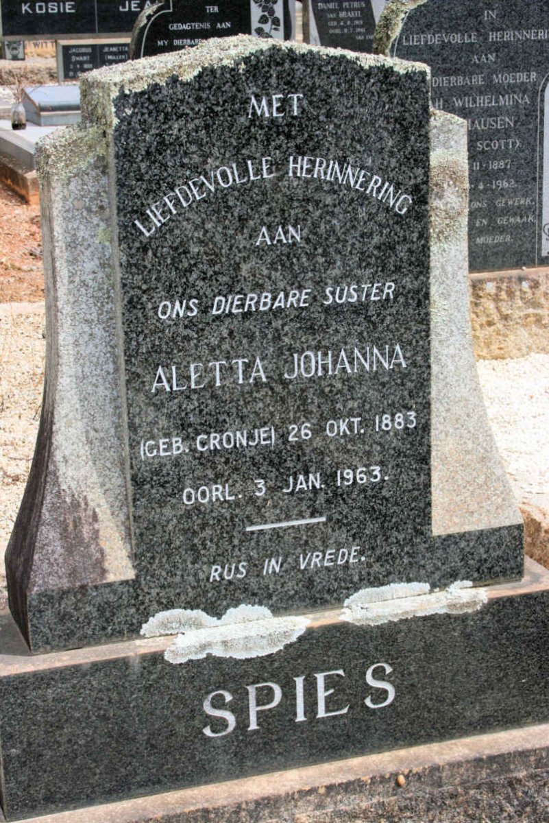SPIES Aletta Johanna neé CRONJE 1883-1963
