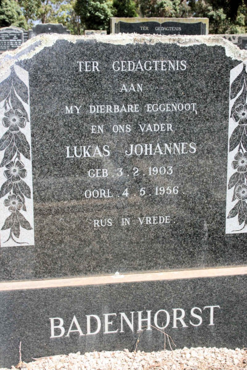 BADENHORST Lukas Johannes 1903-1956