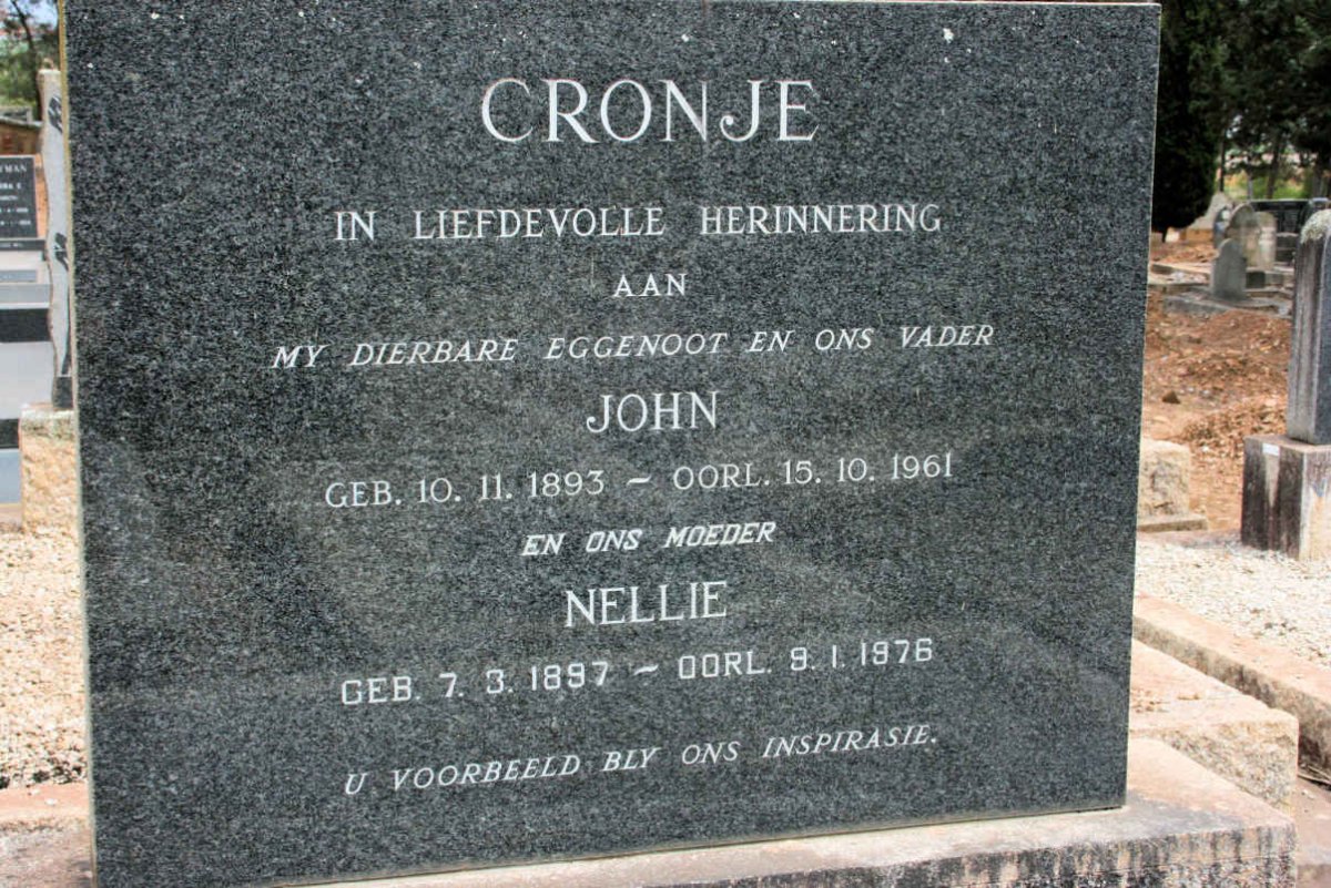 CRONJE John 1893-1961 &amp; Nellie 1897-1976