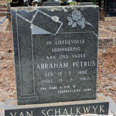SCHALKWYK Abraham Petrus, van 1882-1962