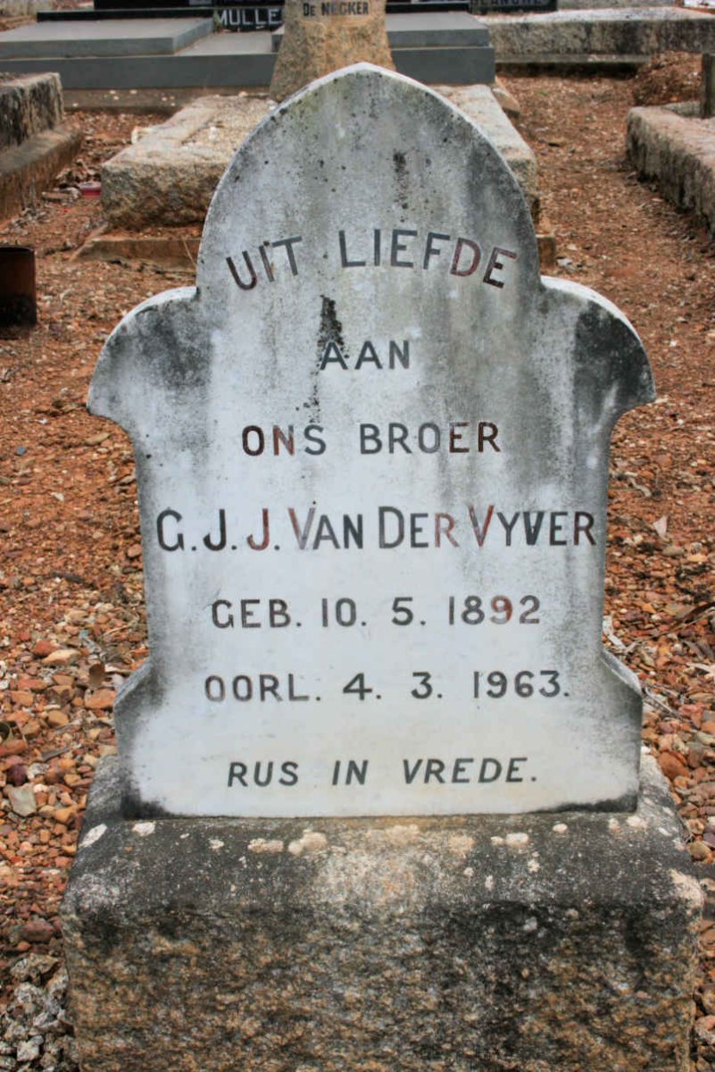 VYVER G.J.J., van der 1892-1963