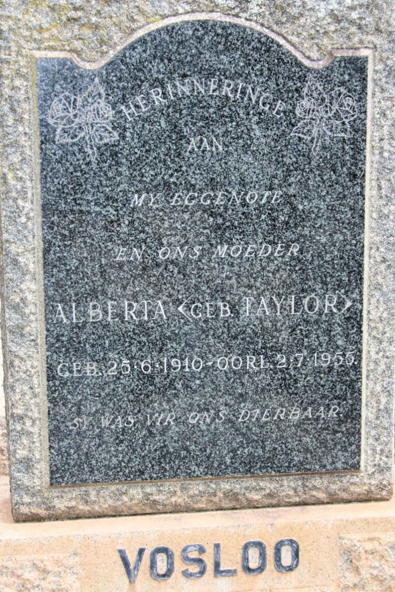 VOSLOO Alberta neé TAILOR 1910-1955