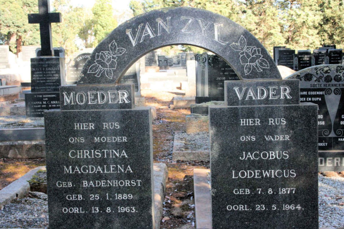 ZYL Jacobus Lodewicus, van 1877-1964 &amp; Christina Magdalena BADENHORST 1889-1963