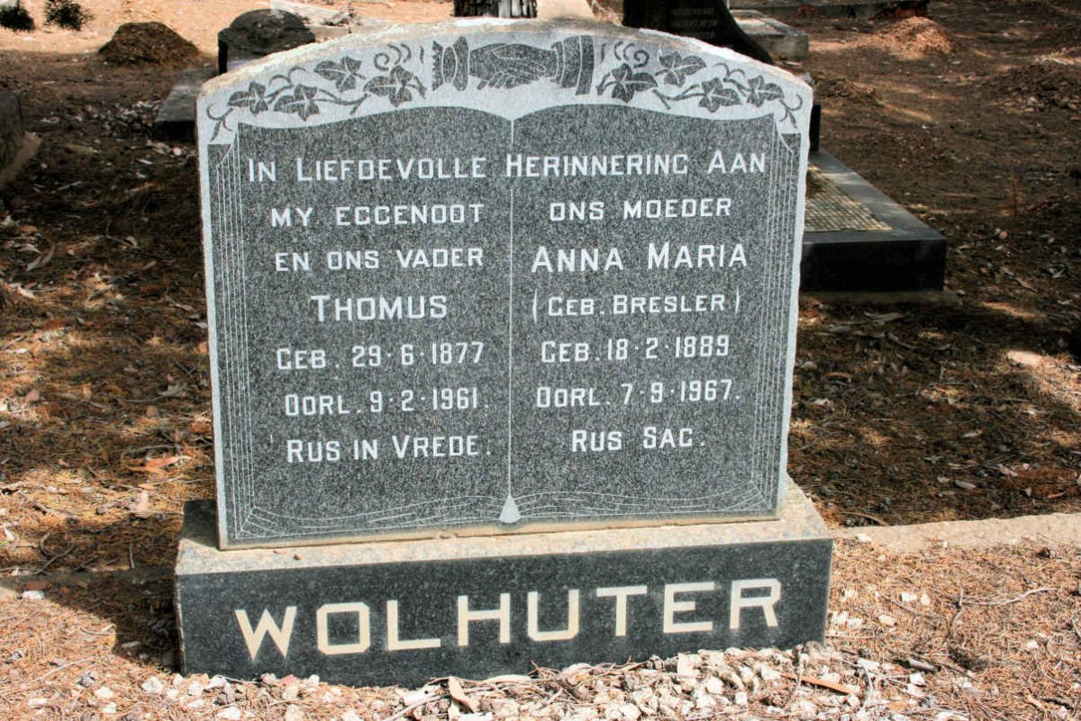 WOLHUTER Thomas 1877-1961 &amp; Anna Maria BRESLER 1889-1967