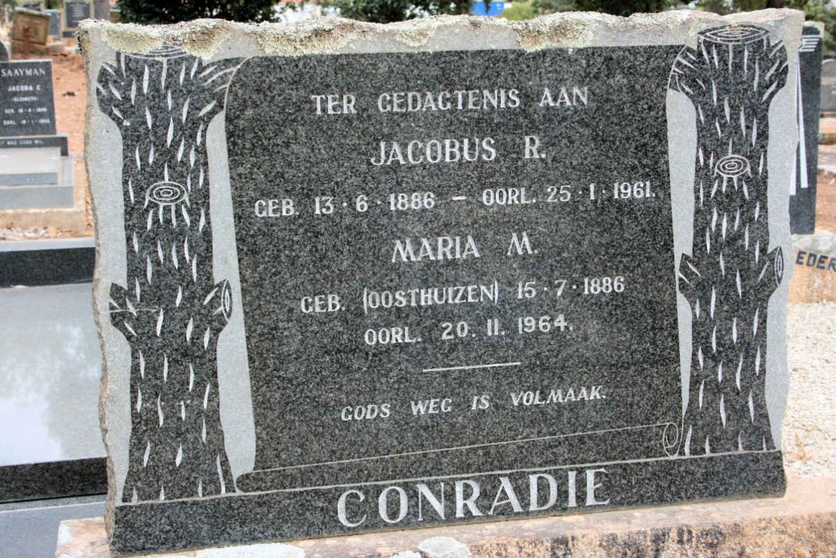 CONRADIE Jacobus R. 1886-1961 &amp; Maria M. OOSTHUIZEN 1886-1964