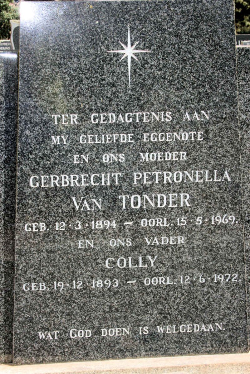 TONDER Colly, van 1893-1972 &amp; Gerbrecht Petronella 1894-1969