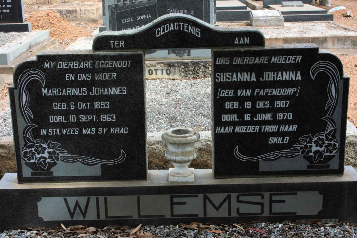 WILLEMSE Margarinus Johannes 1893-1963 &amp; Susanna Johanna PAPENDORP 1907-1970