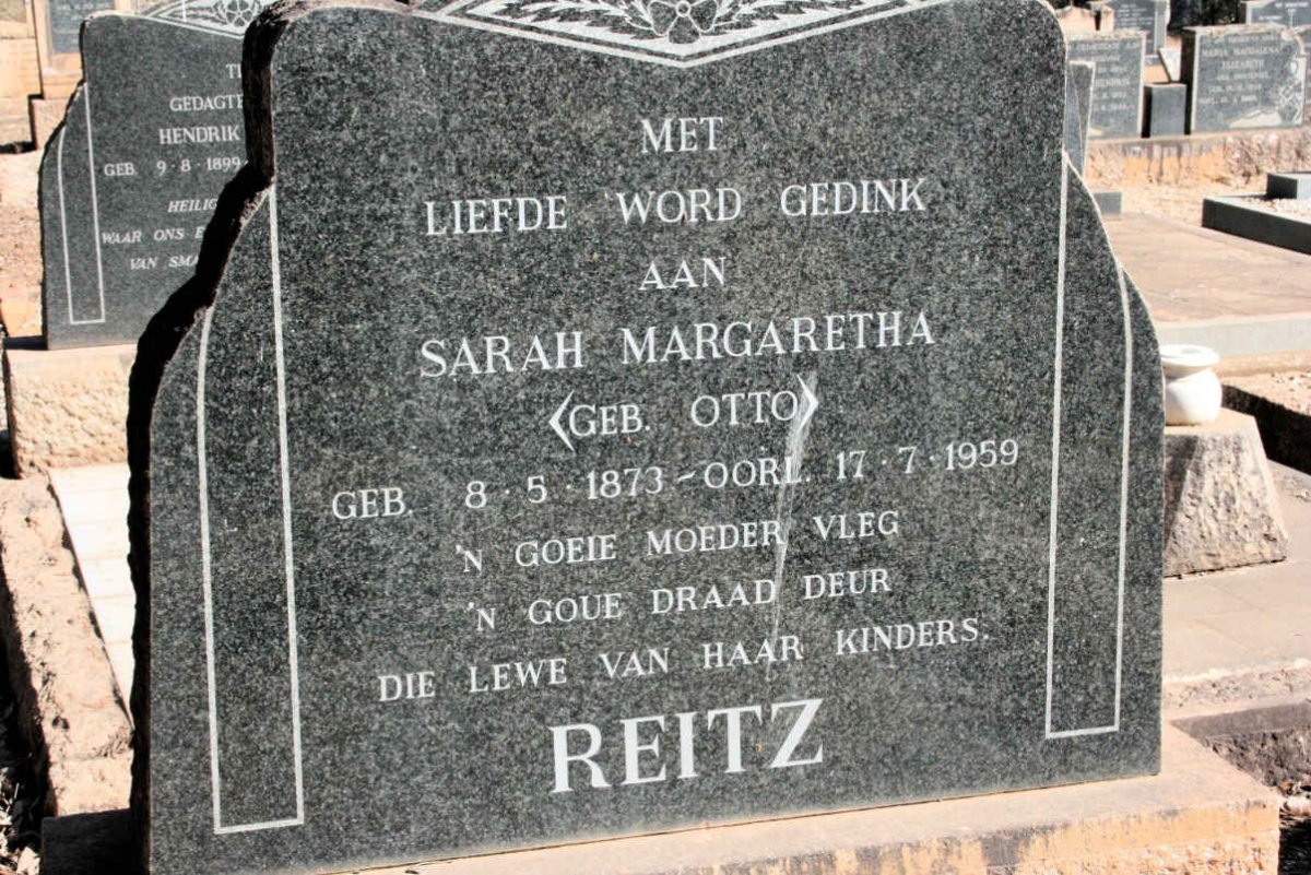 REITZ Sarah Margaretha neé OTTO 1873-1959