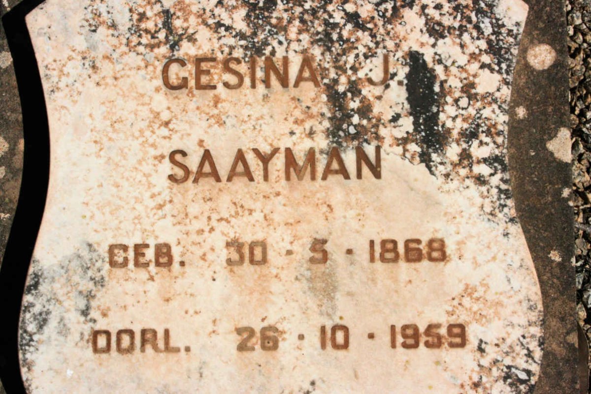 SAAYMAN Gesina J. 1868-1959