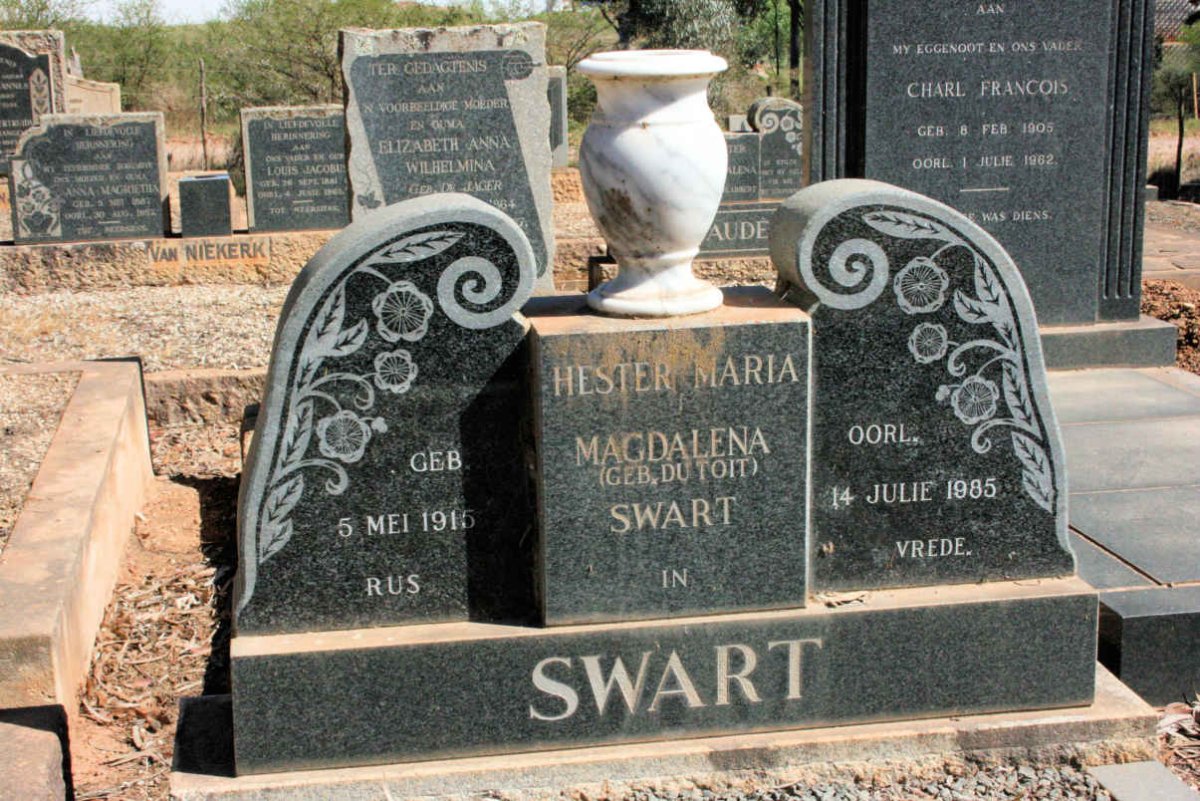 SWART Hester Maria Magdalena neé DU TOIT 1915-1985