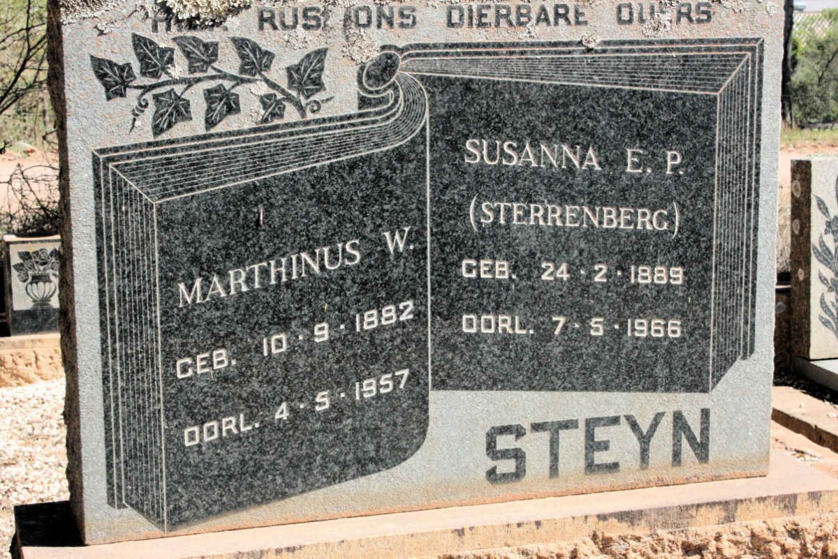 STEYN Marthinus W. 1882-1957 &amp; Susanna E. P. STERRENBERG 1889-1966