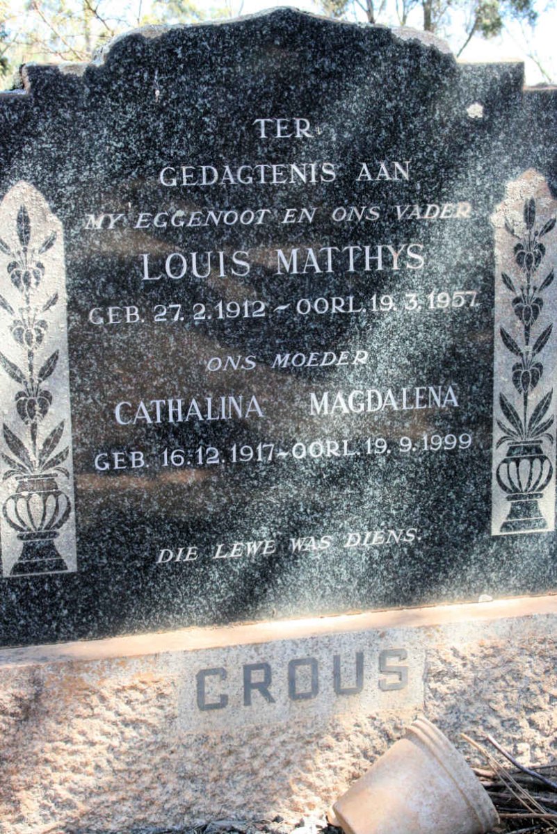 CROUS Louis Matthys 1912-1957 &amp; Cathalina Magdalena 1917-1999