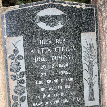 JAGER Aletta Cecilia, de neé DUMINY 1894-1969
