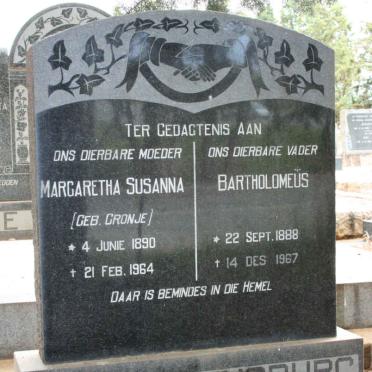 RENSBURG Bartholomeus, Janse van 1888-1967 &amp; Margaretha Susanna CRONJE 1890-1964