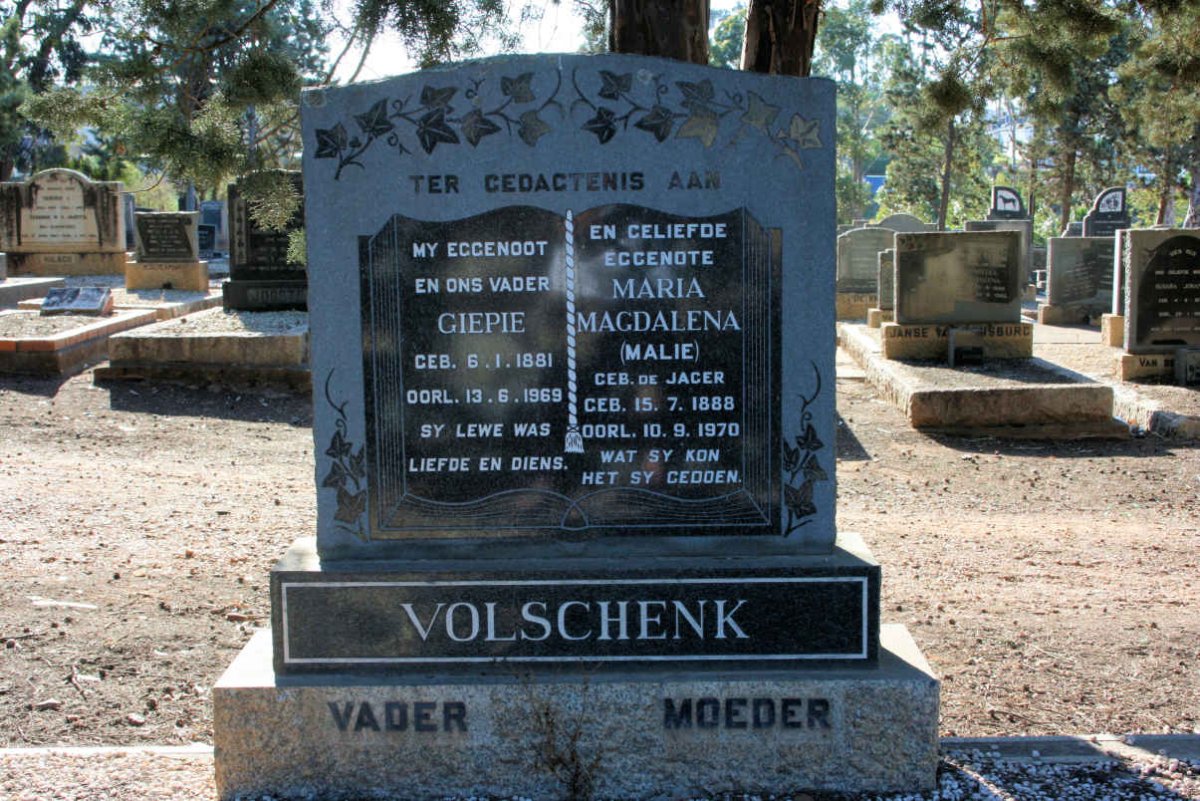 VOLSCHENK Giepie 1881-1969 &amp; Maria Magdalena 1888-1970