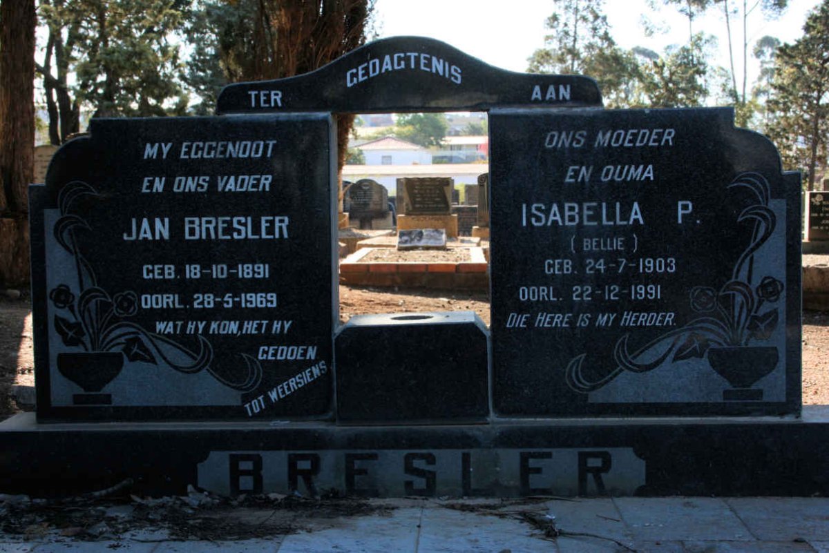 BRESLER Jan 1891-1969 &amp; Isabella P. 1903-1991