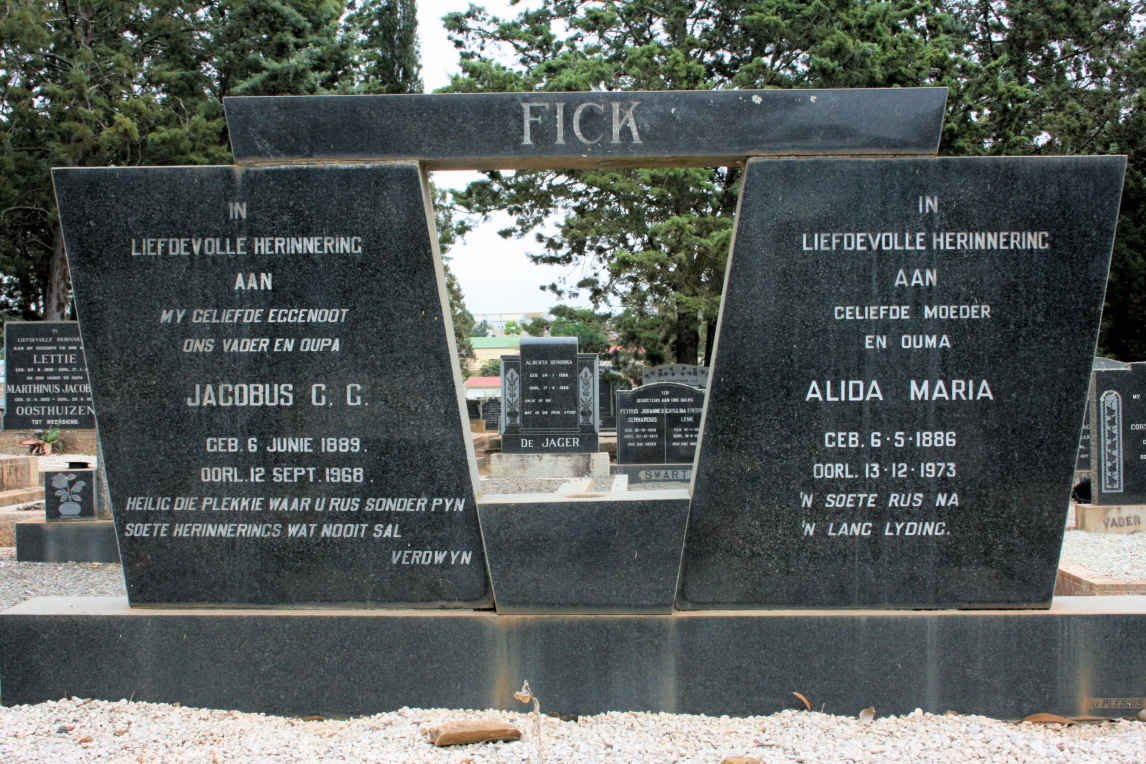 FICK Jacobus C.G. 1889-1968 &amp; Alida Maria 1886-1973