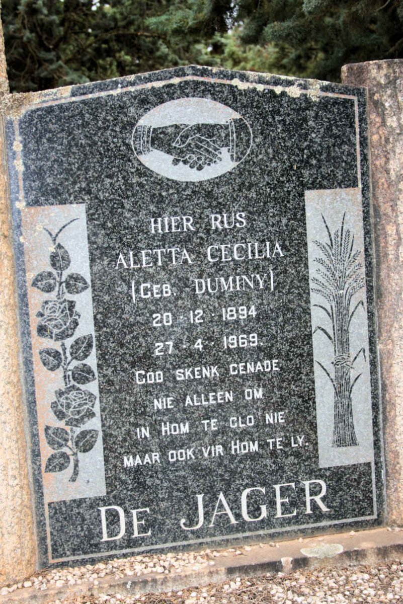 JAGER Aletta Cecilia, de neé DUMINY 1894-1969