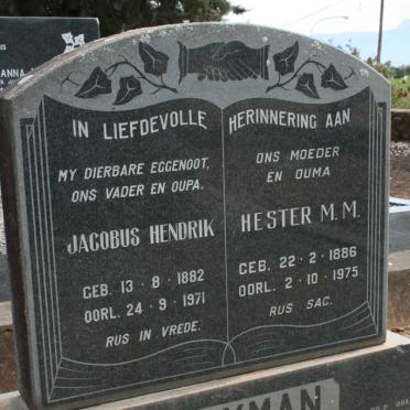 SAAYMAN Jacobus Hendrik 1882-1971 &amp; Hester M.M. 1886-1975