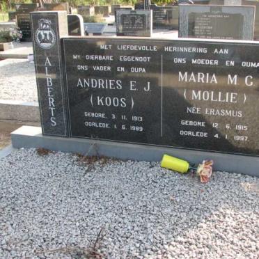 ALBERTS Andries E.J. 1913-1989 &amp; Maria M.G. ERASMUS 1915-1997