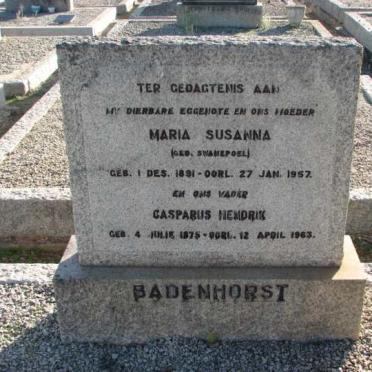 BADENHORST Casparus Hendrik 1875-1963 &amp; Maria Susanna SWANEPOEL 1891-1957