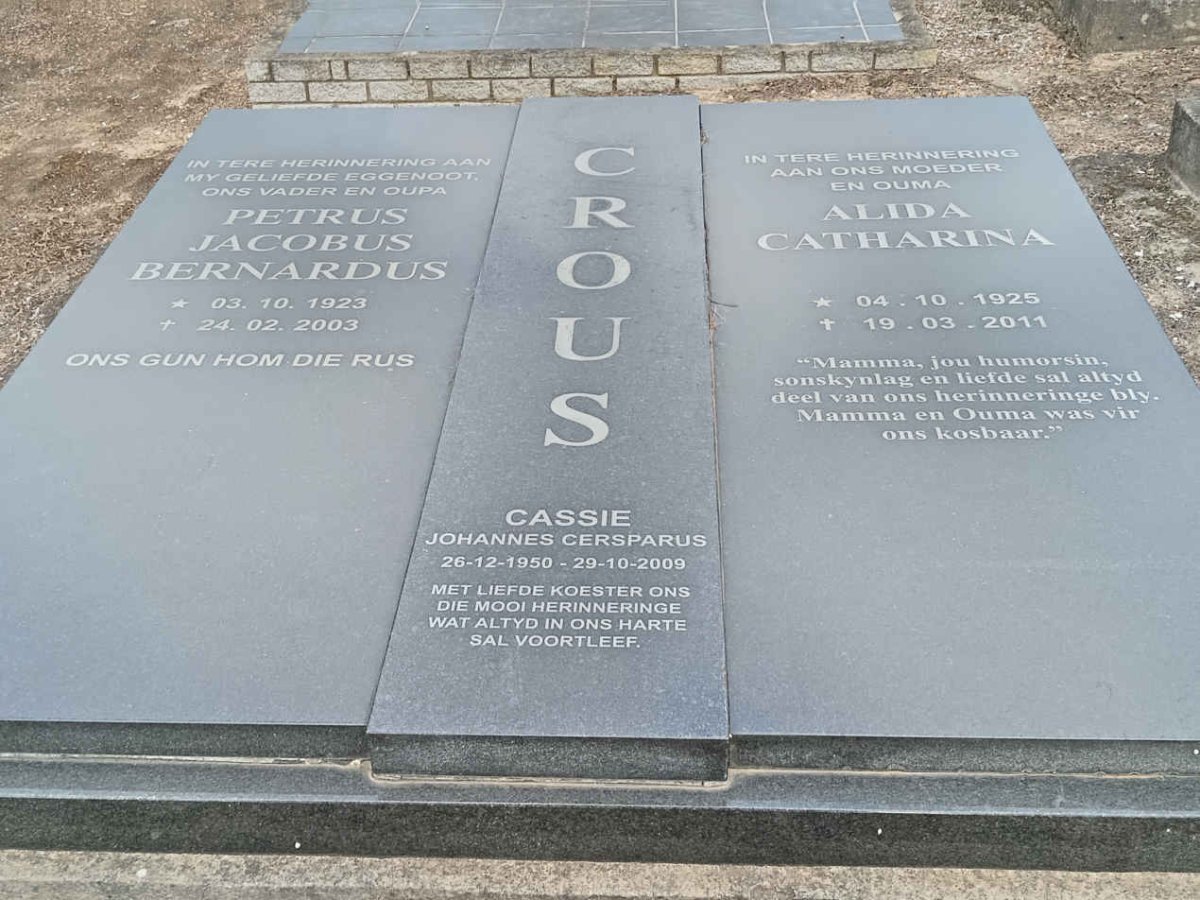 CROUS Petrus Jacobus Bernardus 1923-2003 &amp; Alida Catharina 1925-2011