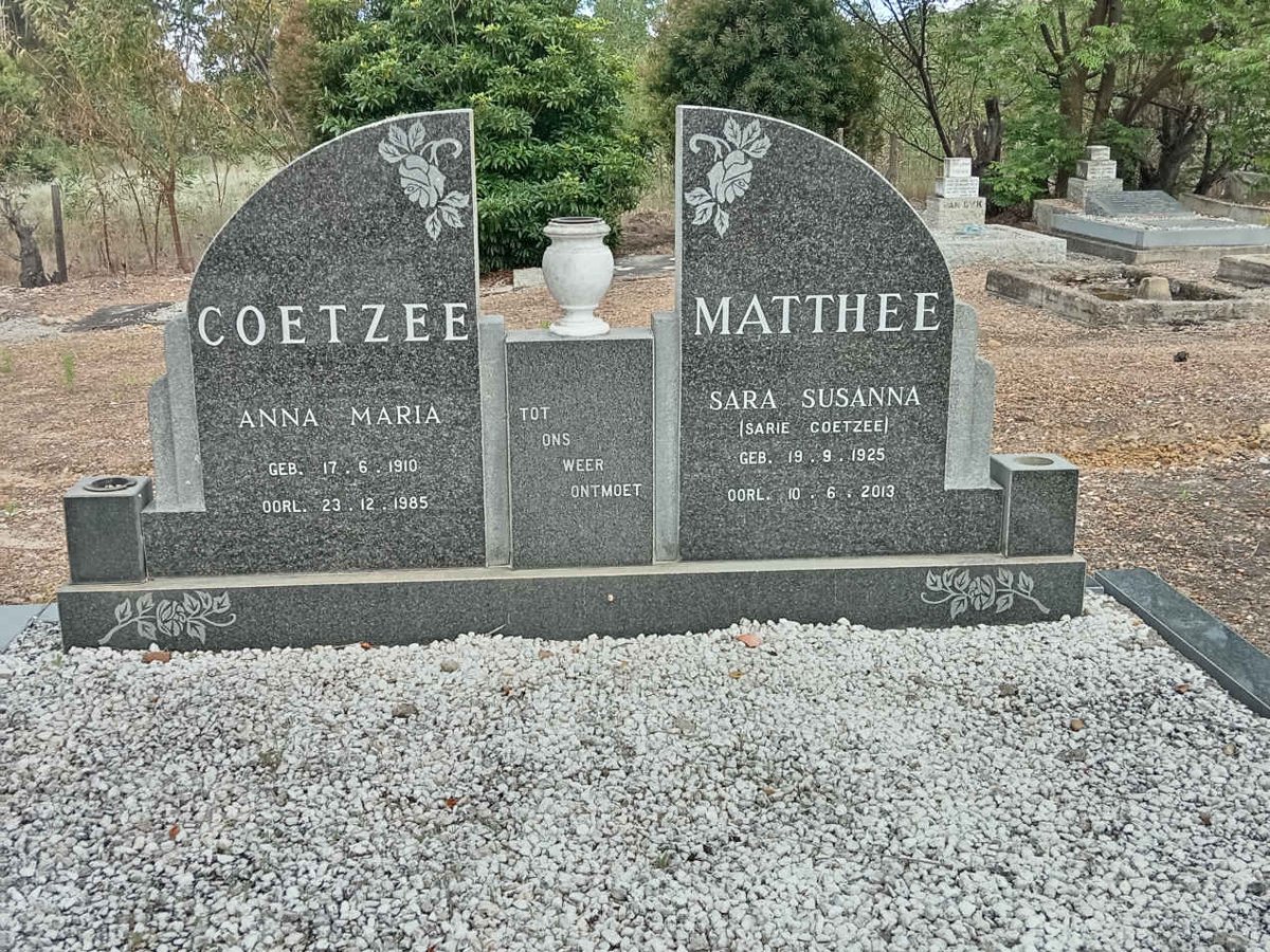 COETZEE Anna Maria 1910-1985 :: MATTHEE Sara Susanna, COETZEE 1925-2013
