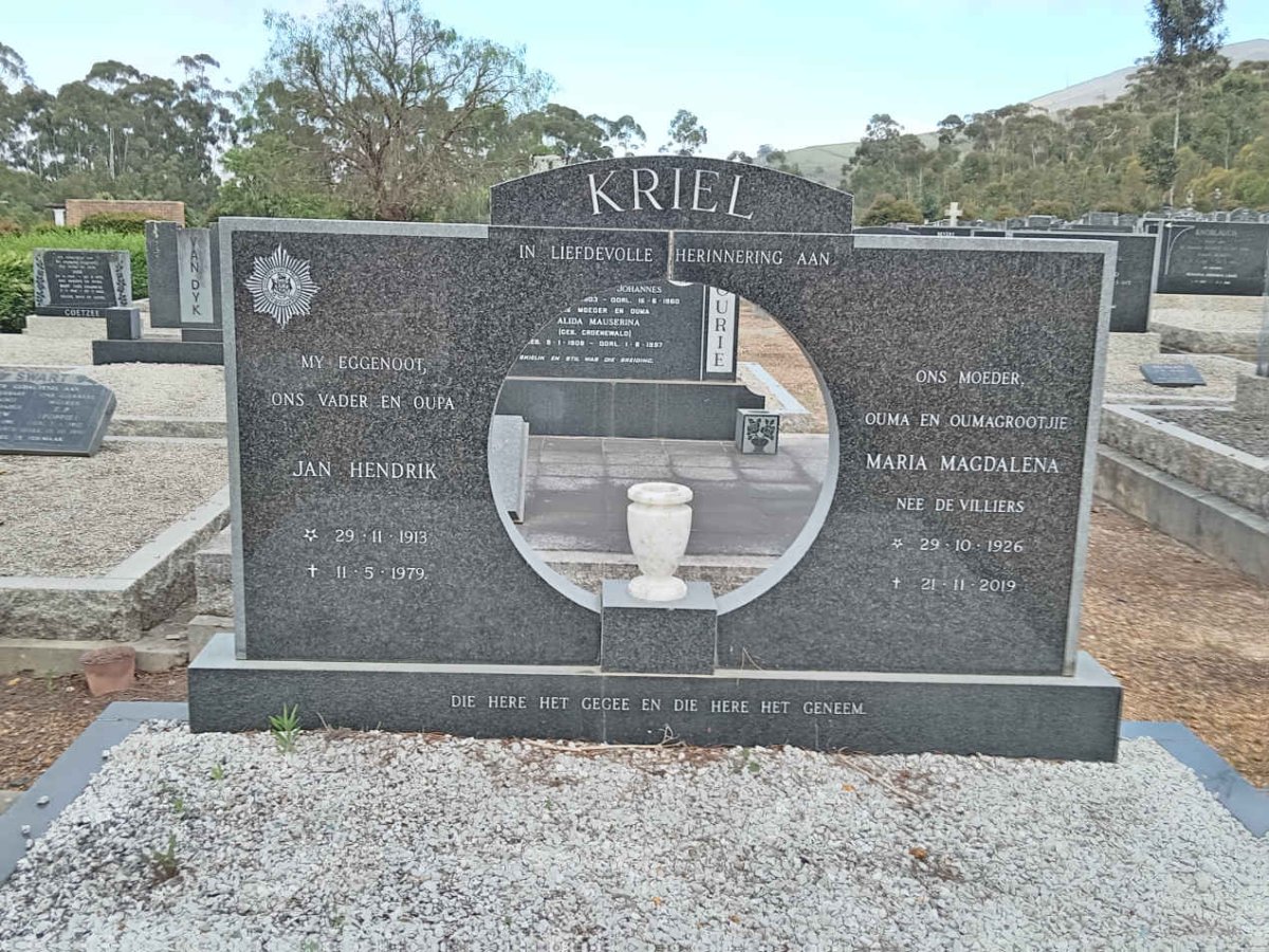 KRIEL Jan Hendrik 1913-1979 & Maria Magdalena DE VILLIERS 1926-2019