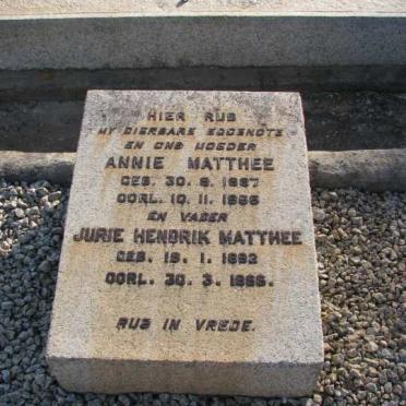MATTHEE Jurie Hendrik 1893-1966 &amp; Annie 1887-1956