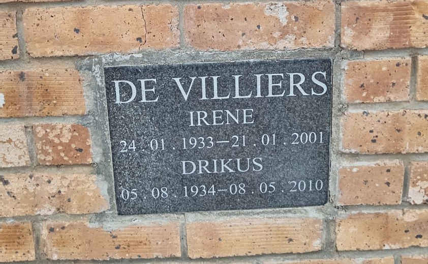 VILLIERS Drikus, de 1934-2010 &amp; Irene 1933-2001