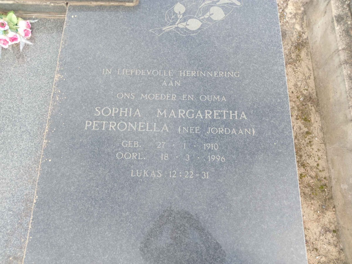NEETHLING Sophia Margaretha Petronella nee JORDAAN 1910-1996