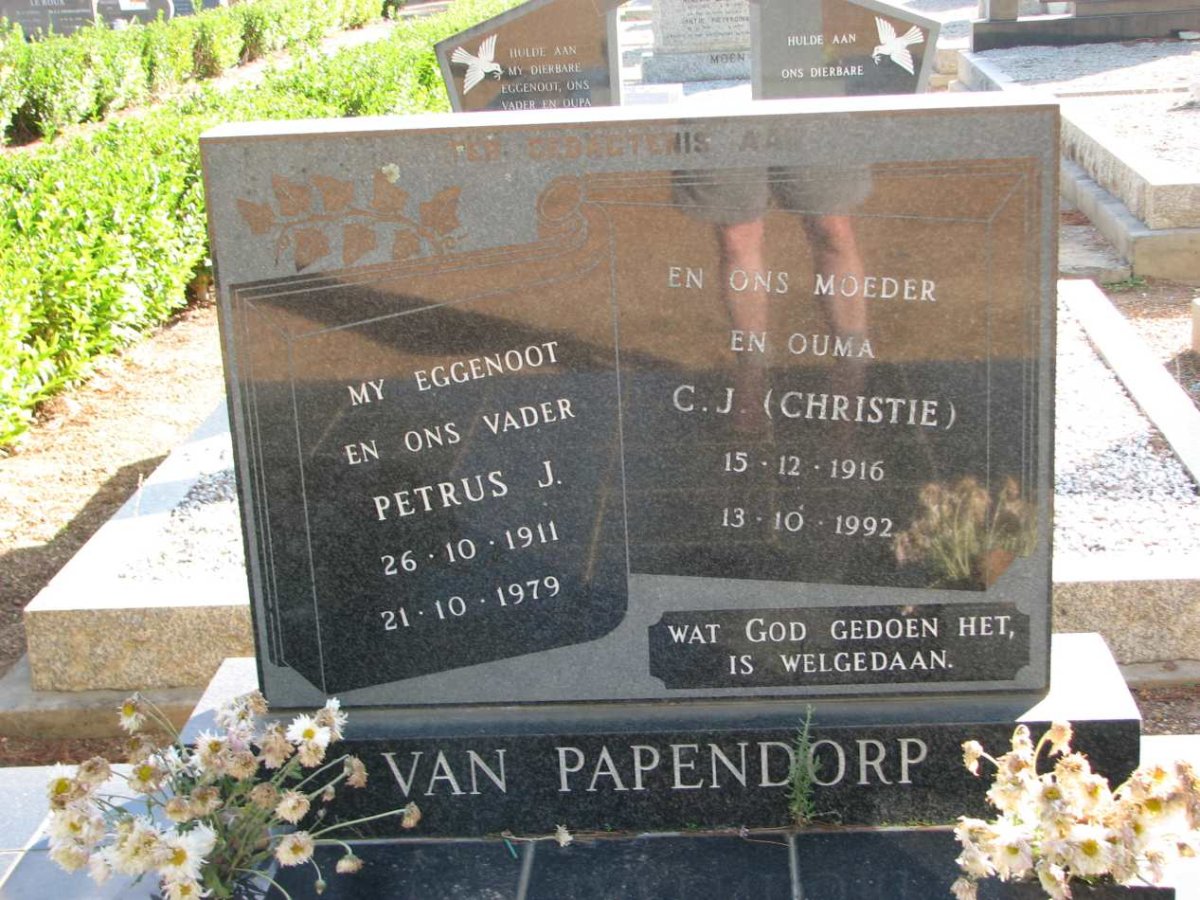 PAPENDORP Petrus J., van 1911-1979 &amp; C.J. 1916-1992