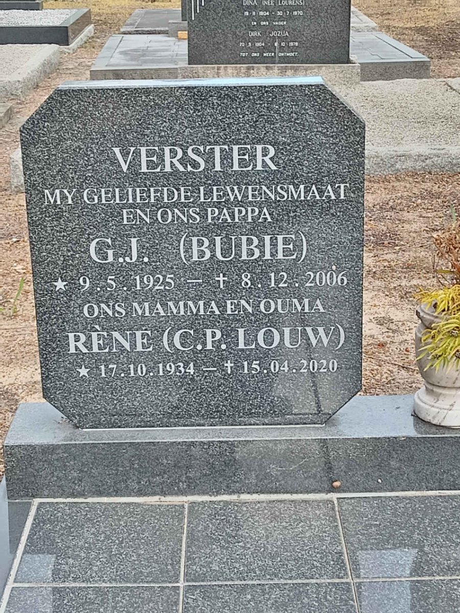 VERSTER G.J. 1925-2006 &amp; C.P. LOUW 1934-2020
