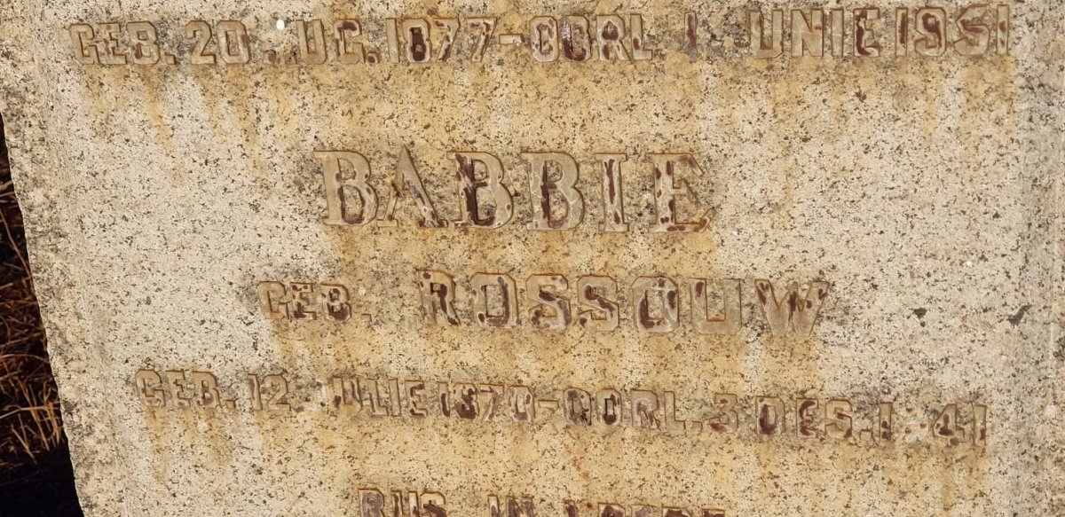 KRIEL Doors 1877-19?? &amp; Babbie ROSSOUW 1870-1941