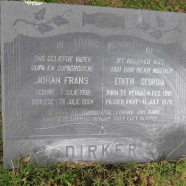 DIRKER Johan Frans 1902-2004 &amp; Edith Georgia DE REUCK 1901-1970