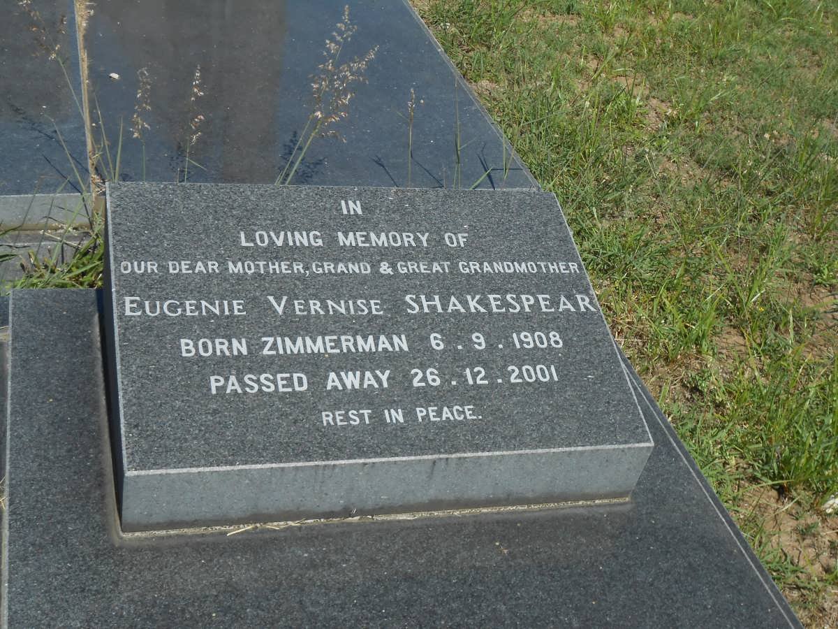 SHAKESPEAR Eugenie Vernise nee ZIMMERMAN 1908-2001