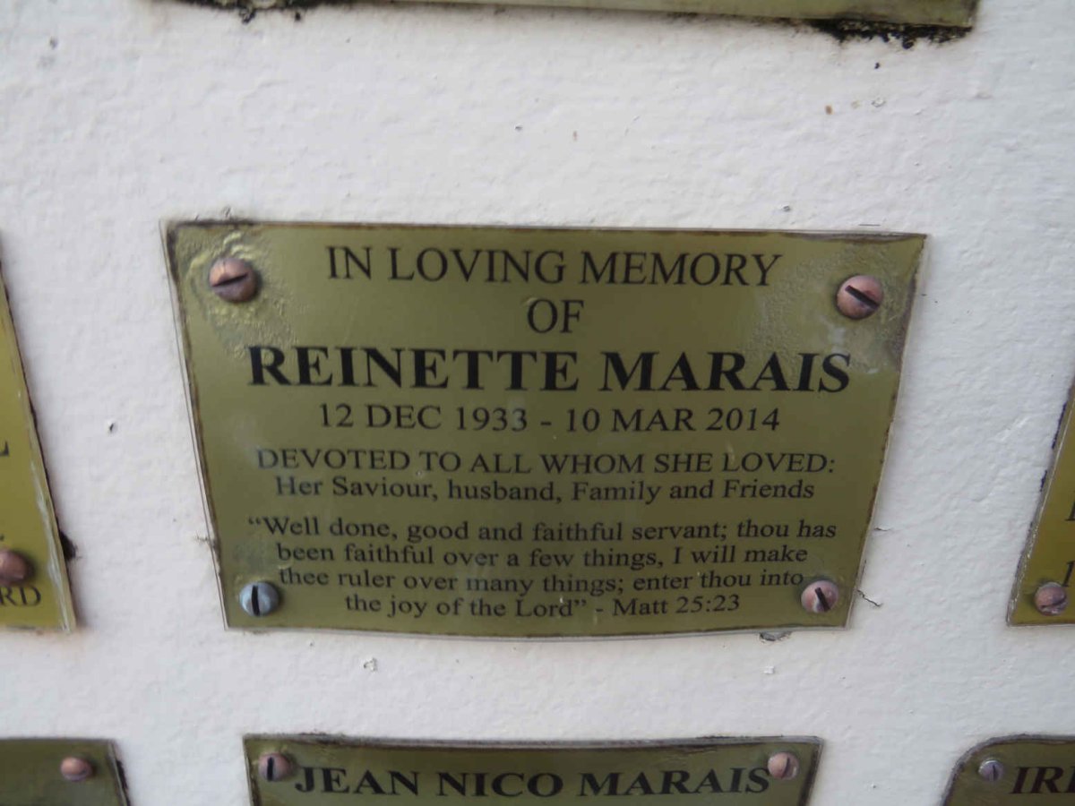 MARAIS Reinette 1933-2014