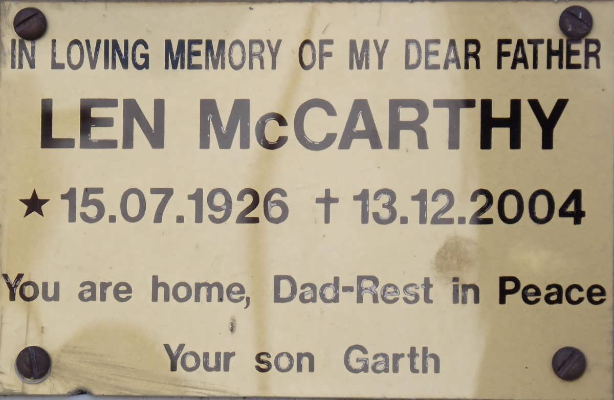 McCARTHY Len 1926-2004