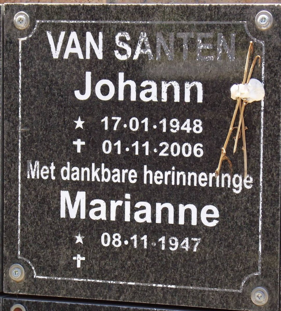 SANTEN Johann, van 1948-2006 &amp; Marianne 1947-